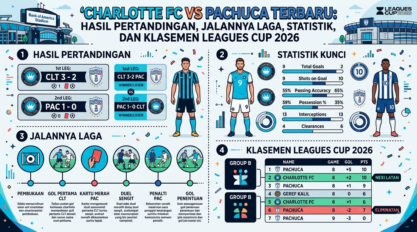 Charlotte FC vs Pachuca Terbaru: Hasil Pertandingan, Jalannya Laga, Statistik, dan Klasemen Leagues Cup 2026