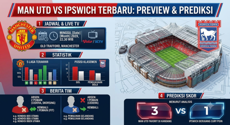Man Utd vs Ipswich Terbaru: Jadwal, Statistik, Berita Tim, dan Prediksi Skor