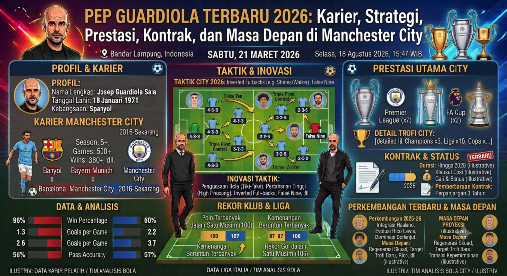 Pep Guardiola Terbaru 2026: Karier, Strategi, Prestasi, Kontrak, dan Masa Depan di Manchester City