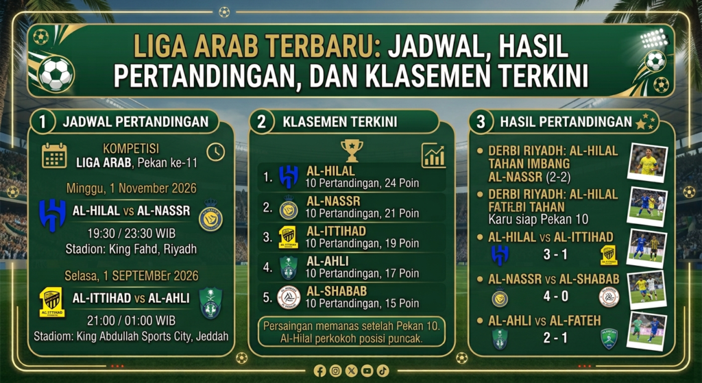 Liga Arab Terbaru: Jadwal, Hasil Pertandingan, dan Klasemen Terkini