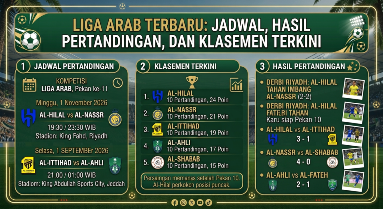 Liga Arab Terbaru: Jadwal, Hasil Pertandingan, dan Klasemen Terkini