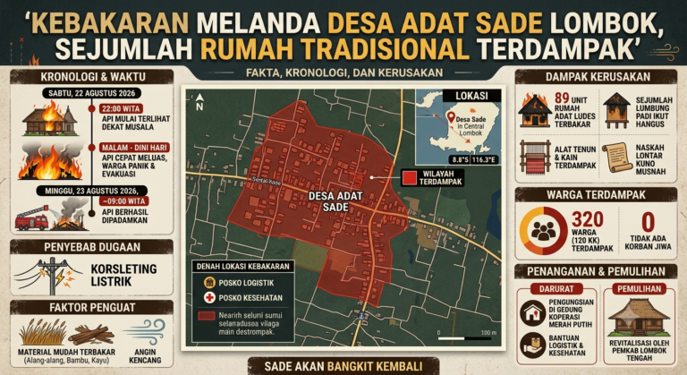 Kebakaran Melanda Desa Adat Sade Lombok, Sejumlah Rumah Tradisional Terdampak