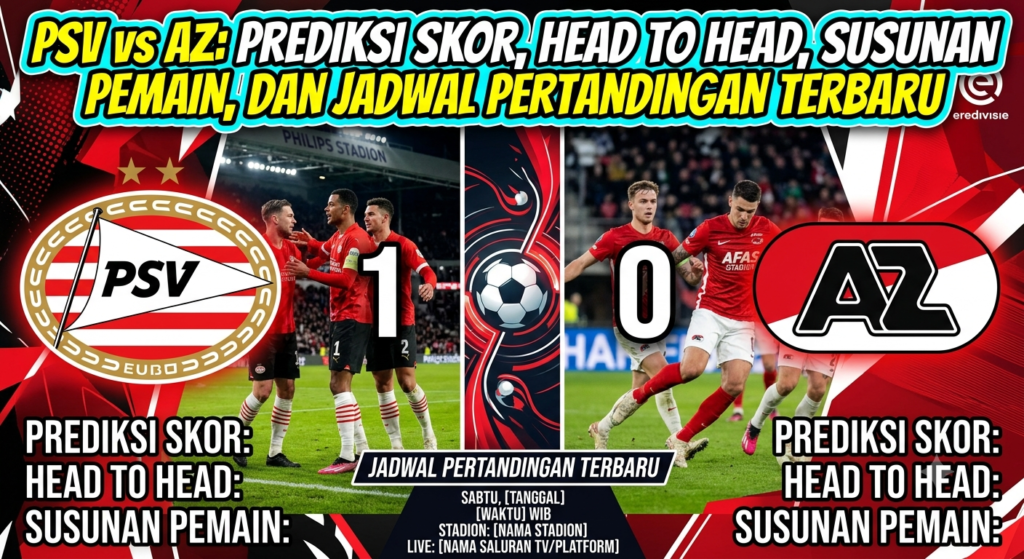 PSV vs AZ: Prediksi Skor, Head to Head, Susunan Pemain, dan Jadwal Pertandingan Terbaru