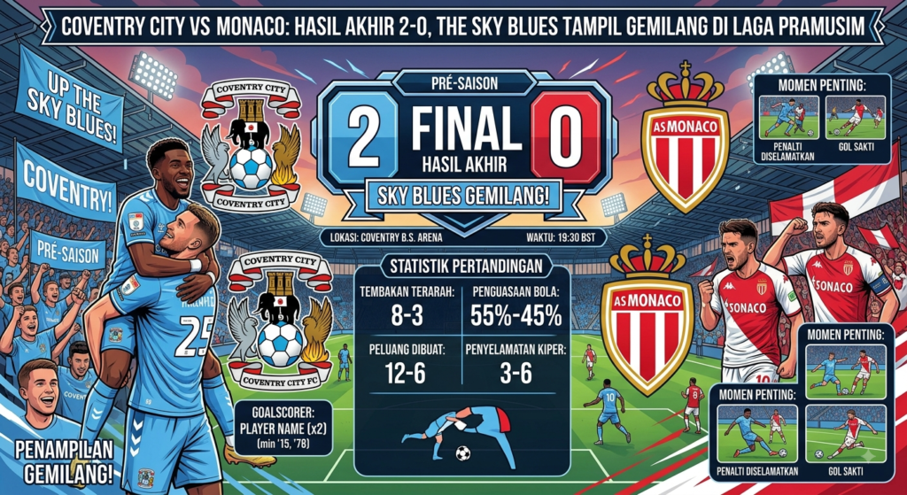 Coventry City vs Monaco: Hasil Akhir 2-0, The Sky Blues Tampil Gemilang di Laga Pramusim