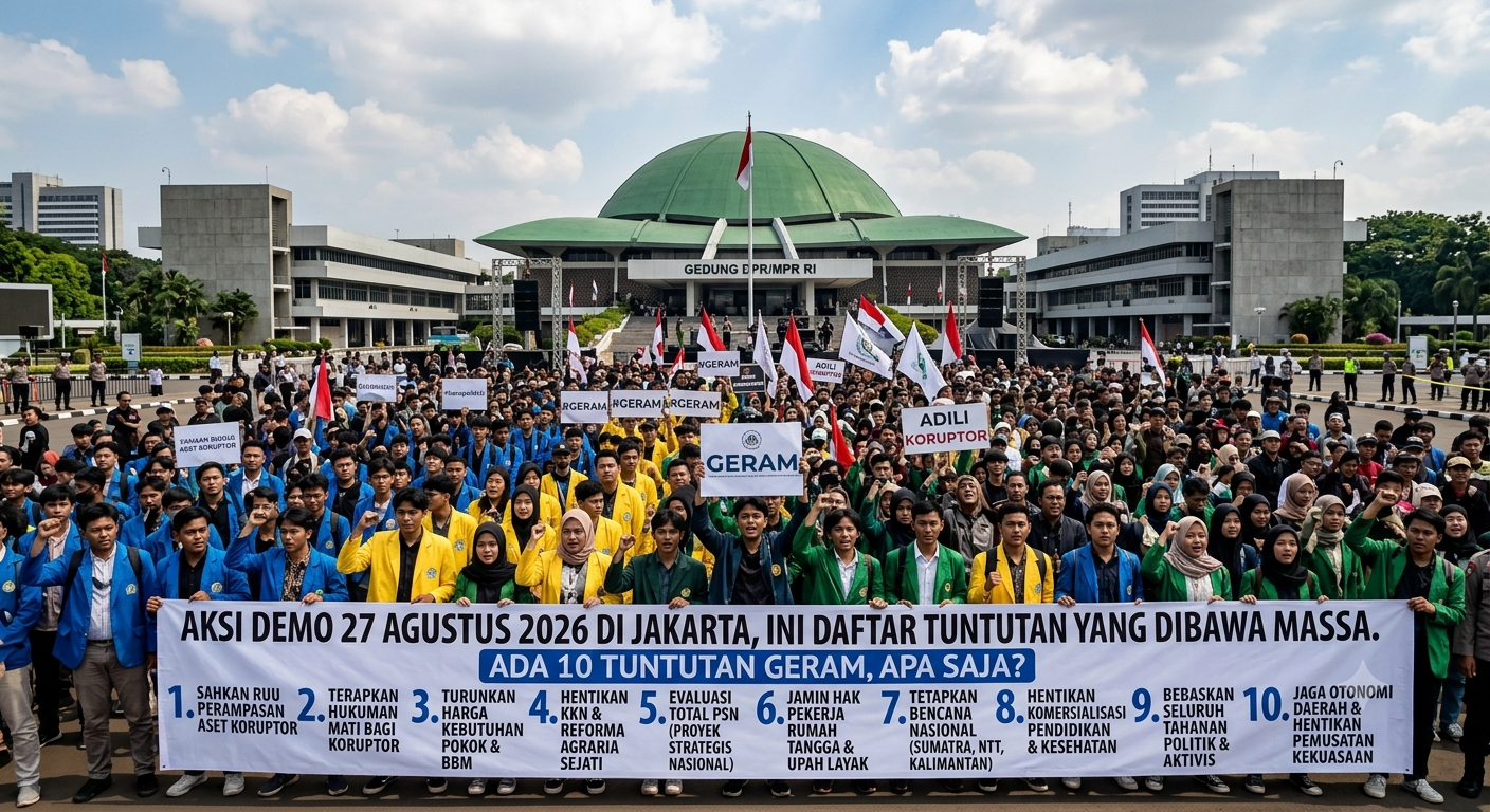 Demo 27 Agustus 2026 di Gedung DPR/MPR: Ada 10 Tuntutan GERAM, Apa Saja?