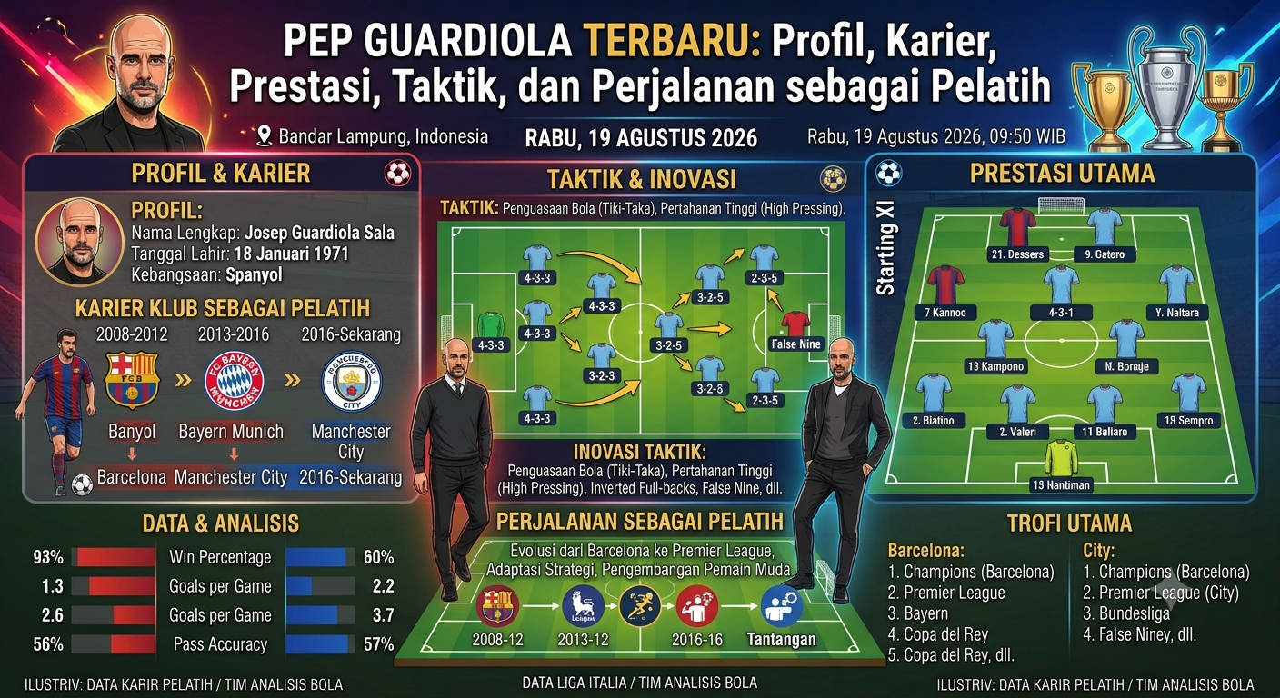 Pep Guardiola Terbaru: Profil, Karier, Prestasi, Taktik, dan Perjalanan sebagai Pelatih