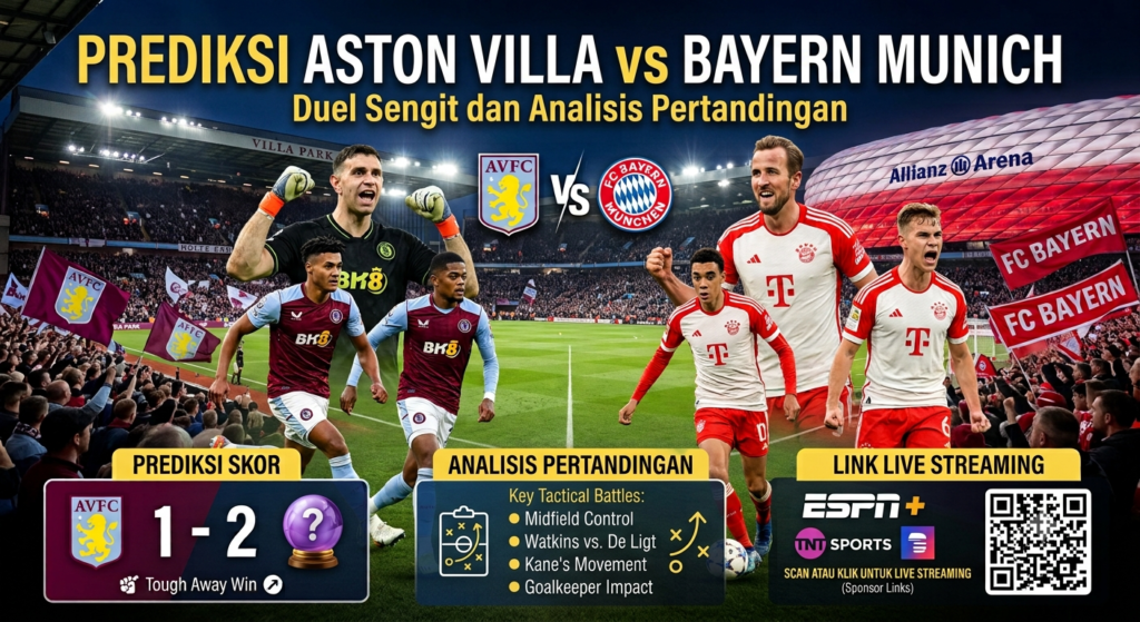 Prediksi Aston Villa vs Bayern Munich: Duel Sengit dan Analisis Pertandingan