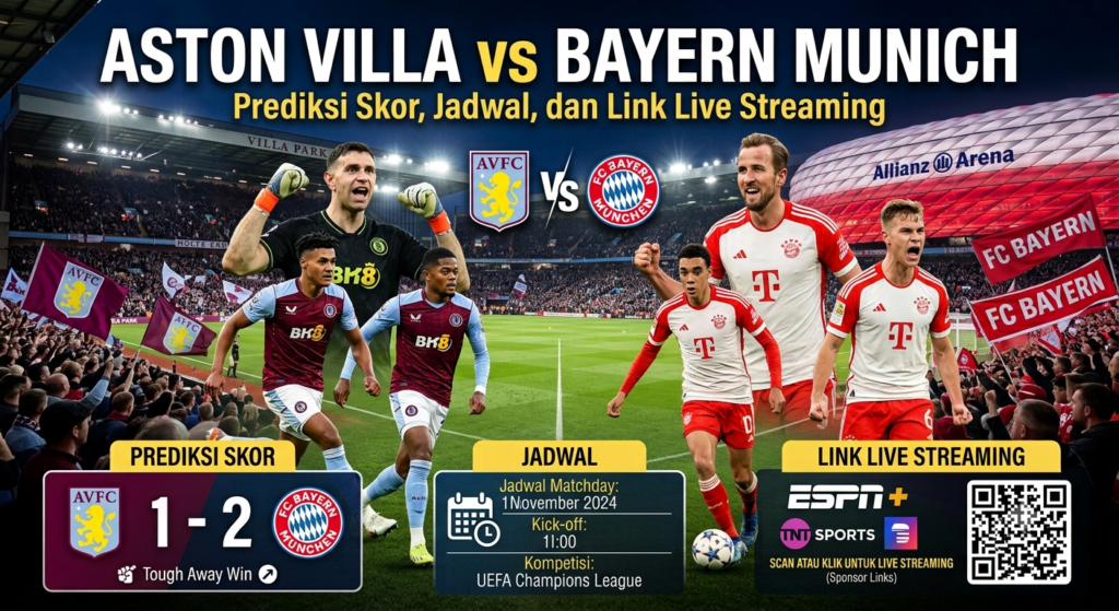 Aston Villa vs Bayern: Prediksi Skor, Jadwal, dan Link Live Streaming