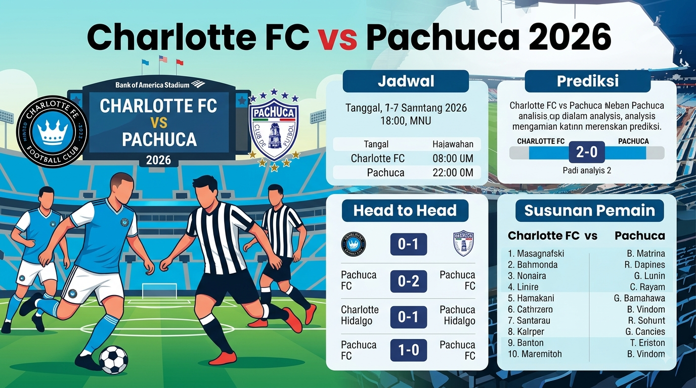 Charlotte FC vs Pachuca 2026: Jadwal, Prediksi, Head to Head, dan Susunan Pemain