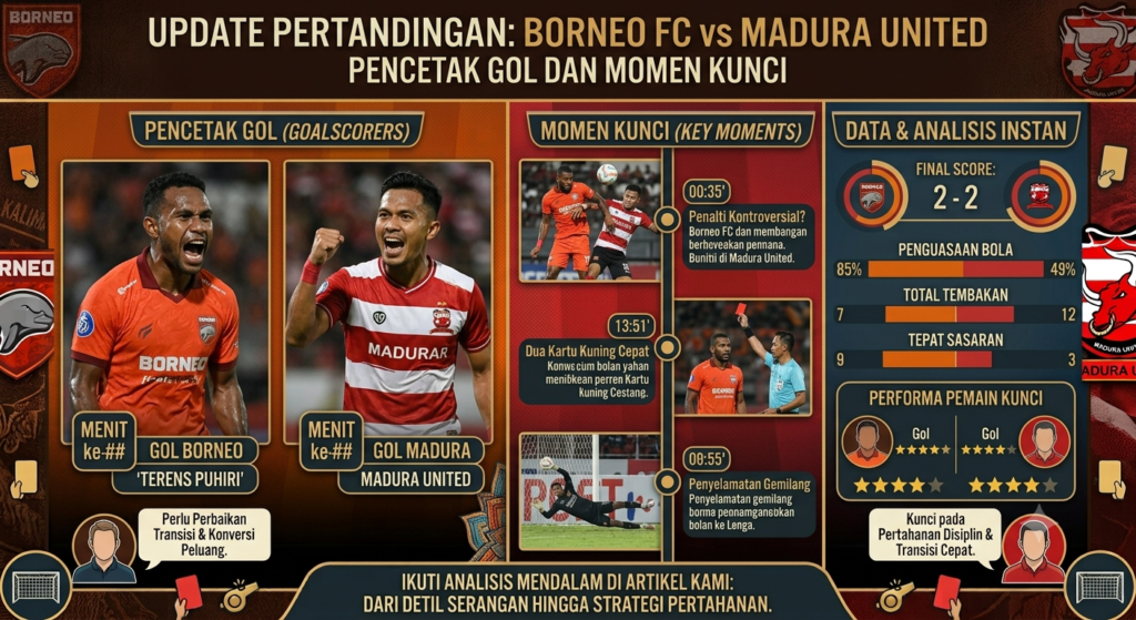 Update Pertandingan Borneo FC vs Madura United: Pencetak Gol dan Momen Kunci
