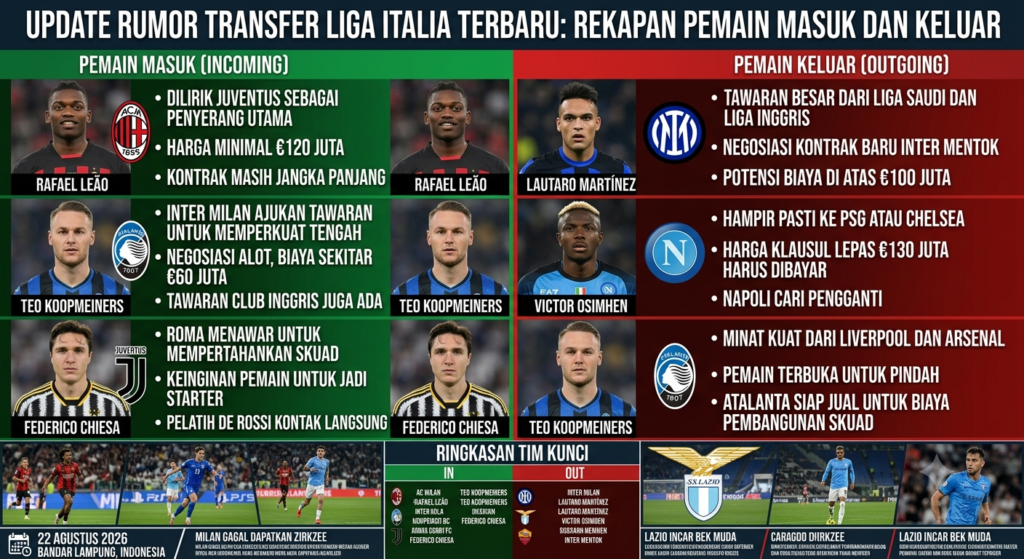 Update Rumor Transfer Liga Italia Terbaru: Rekapan Pemain Masuk dan Keluar