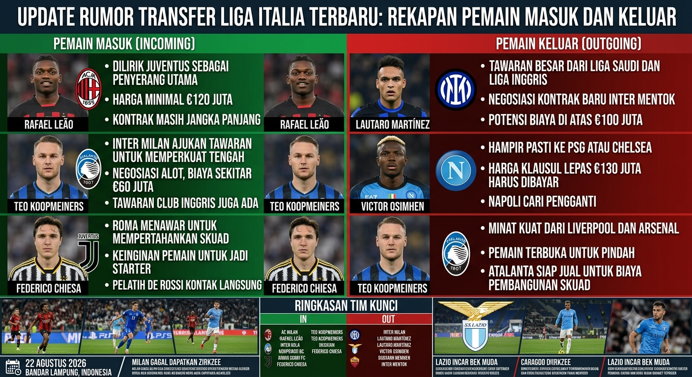 Update Rumor Transfer Liga Italia Terbaru: Rekapan Pemain Masuk dan Keluar