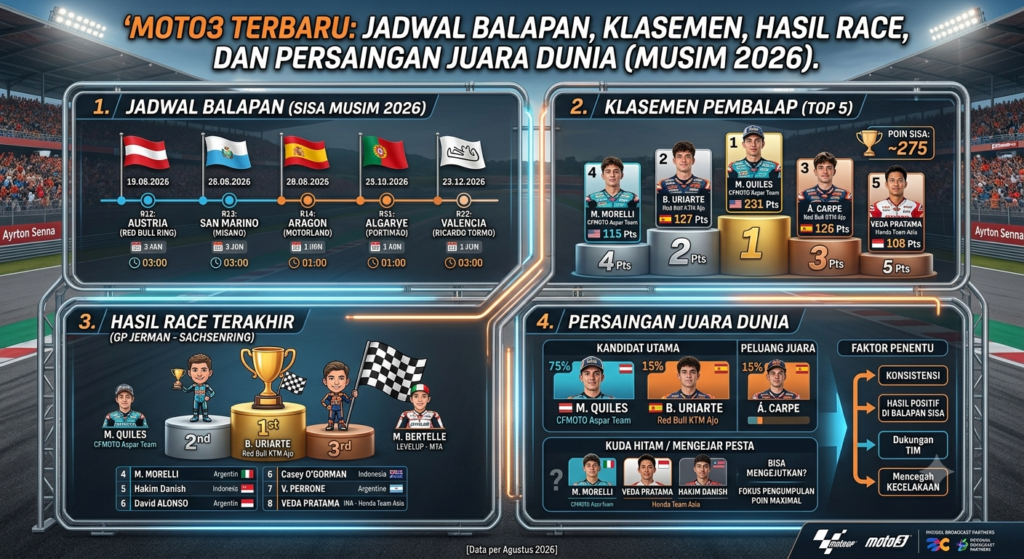 Moto3 Terbaru: Jadwal Balapan, Klasemen, Hasil Race, dan Persaingan Juara Dunia