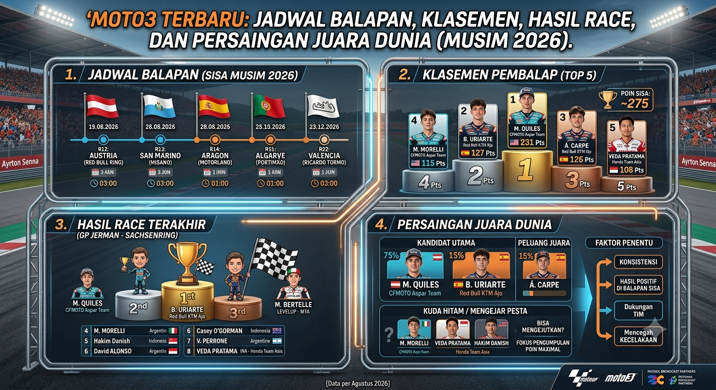 Moto3 Terbaru: Jadwal Balapan, Klasemen, Hasil Race, dan Persaingan Juara Dunia
