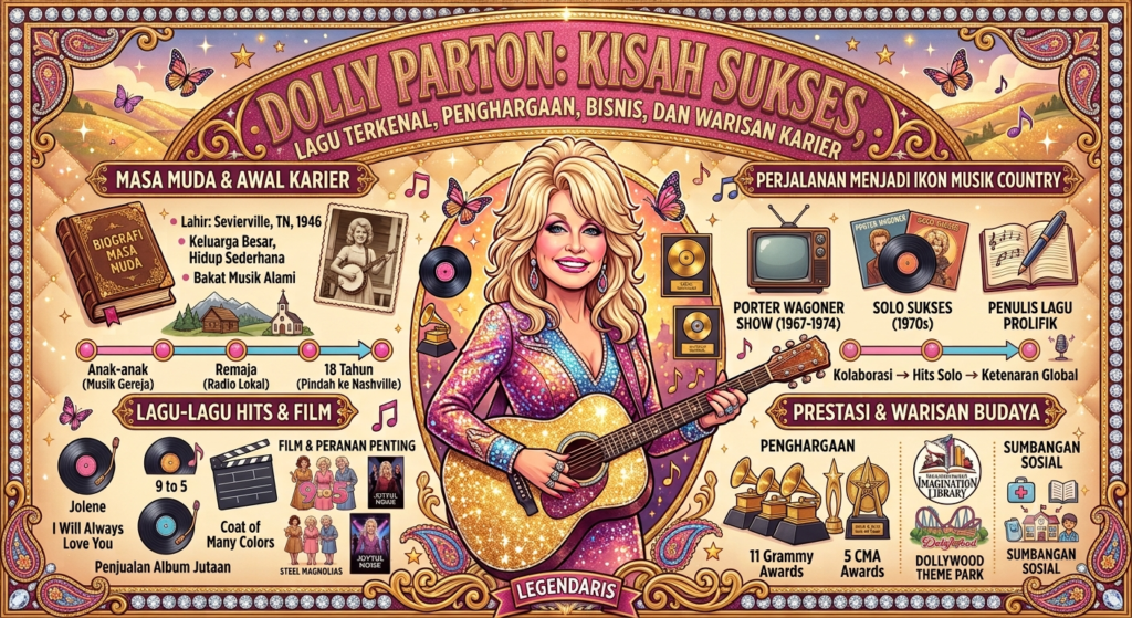 Dolly Parton: Kisah Sukses, Lagu Terkenal, Penghargaan, Bisnis, dan Warisan Karier