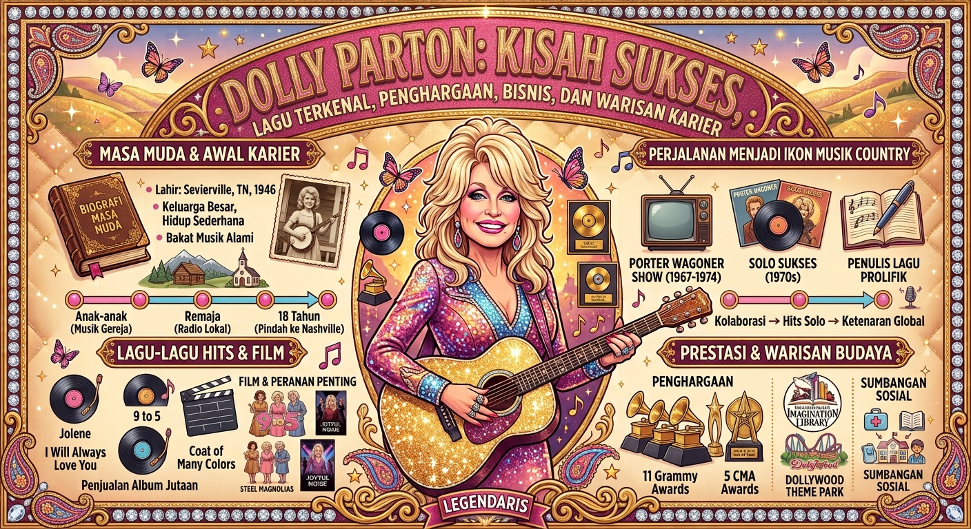 Dolly Parton: Kisah Sukses, Lagu Terkenal, Penghargaan, Bisnis, dan Warisan Karier