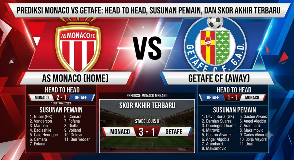 Prediksi Monaco vs Getafe: Head to Head, Susunan Pemain, dan Skor Akhir Terbaru