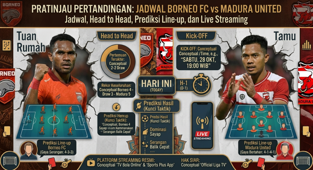 Jadwal Borneo FC vs Madura United: Head to Head, Prediksi Line-up, dan Live Streaming