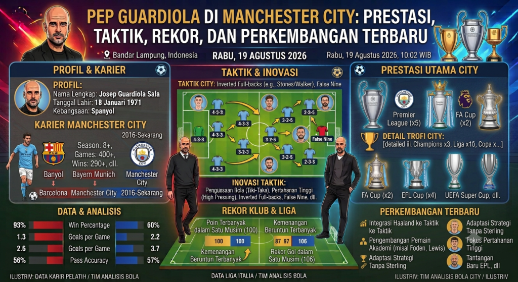Pep Guardiola di Manchester City: Prestasi, Taktik, Rekor, dan Perkembangan Terbaru