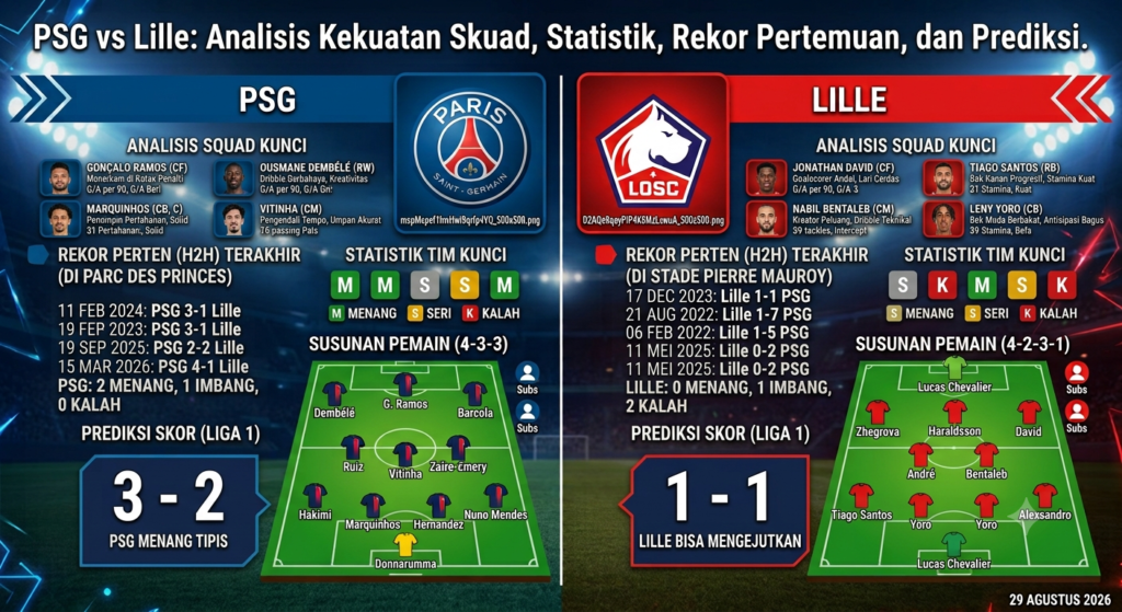 PSG vs Lille: Analisis Kekuatan Skuad, Statistik, Rekor Pertemuan, dan Prediksi