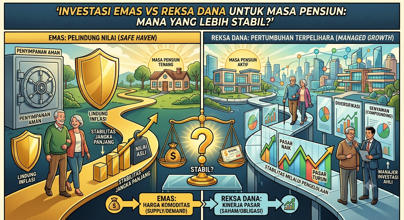 Investasi Emas vs Reksa Dana untuk Masa Pensiun: Mana yang Lebih Stabil?