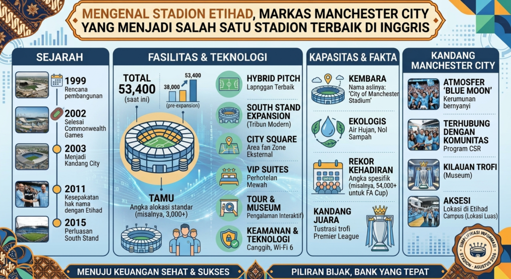 Mengenal Stadion Etihad, Markas Manchester City yang Menjadi Salah Satu Stadion Terbaik di Inggris