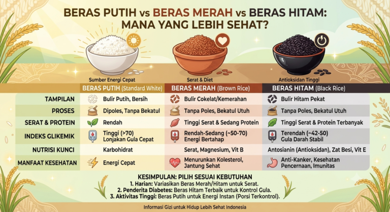 Beras Putih vs Beras Merah vs Beras Hitam: Mana yang Lebih Sehat?