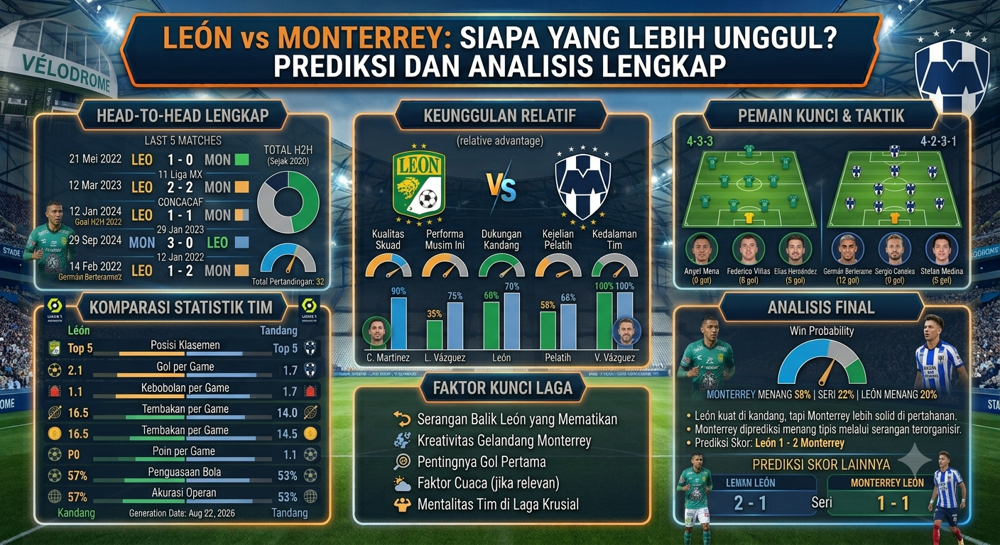 León vs Monterrey: Siapa yang Lebih Unggul? Prediksi dan Analisis LengkapLeón vs Monterrey: Siapa yang Lebih Unggul? Prediksi dan Analisis Lengkap