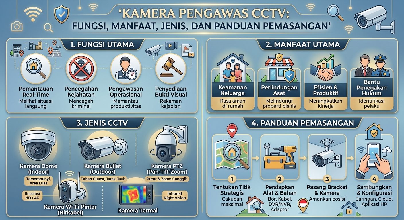 Kamera Pengawas CCTV: Fungsi, Manfaat, Jenis, dan Panduan Pemasangan