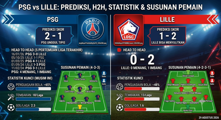 PSG vs Lille: Prediksi Skor, Head to Head, Statistik, dan Susunan Pemain