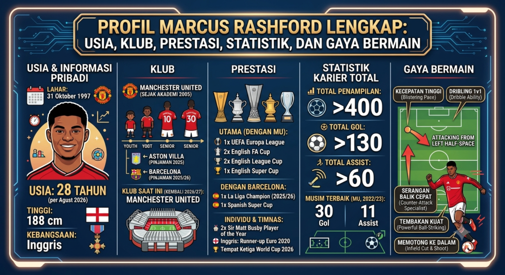 Profil Marcus Rashford Lengkap: Usia, Klub, Prestasi, Statistik, dan Gaya Bermain