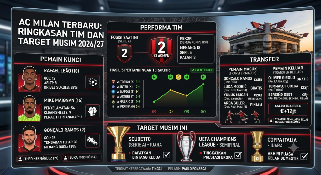 AC Milan Terbaru: Performa Tim, Pemain Kunci, Transfer, dan Target Musim Ini