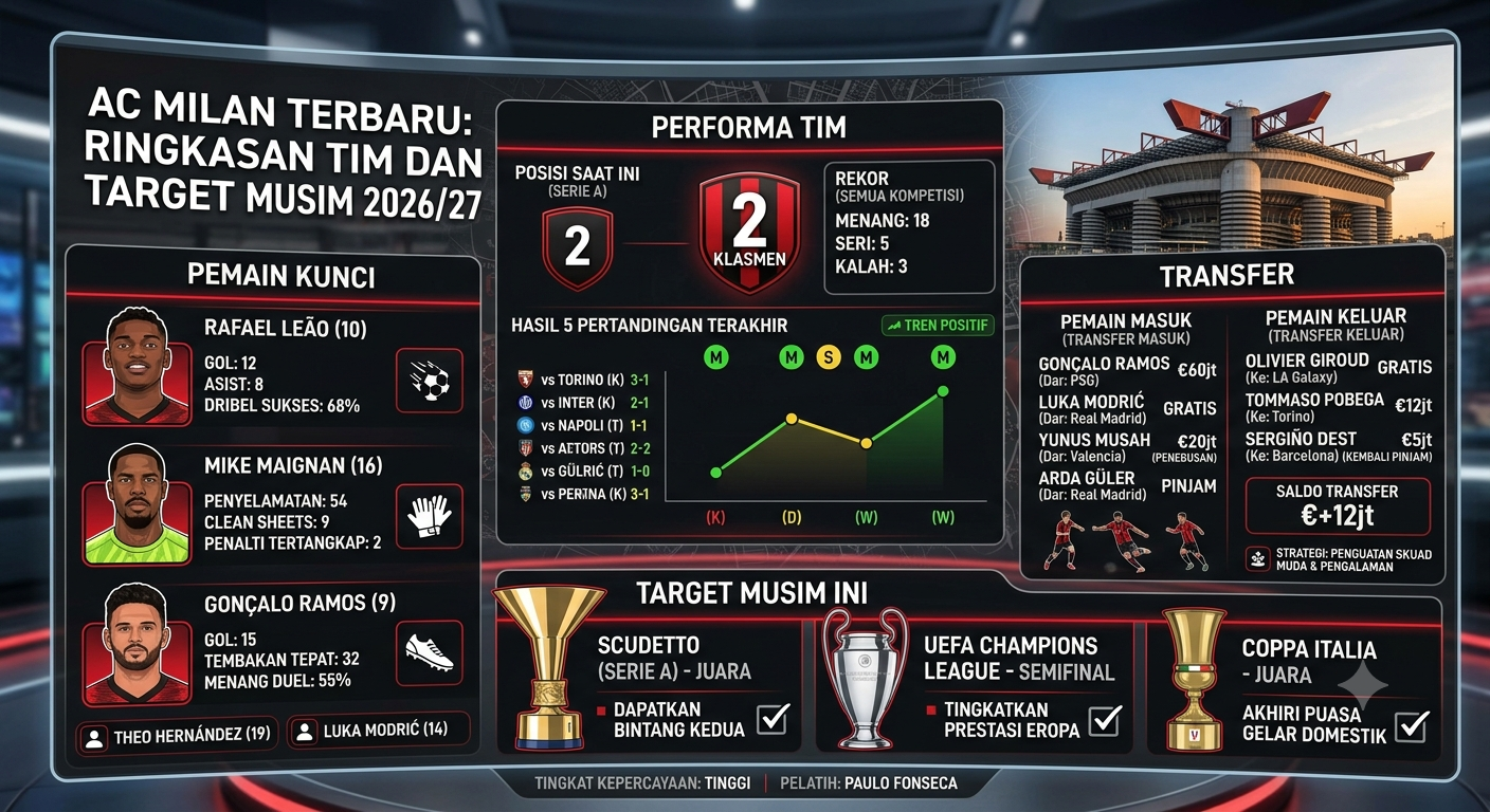 AC Milan Terbaru: Performa Tim, Pemain Kunci, Transfer, dan Target Musim Ini