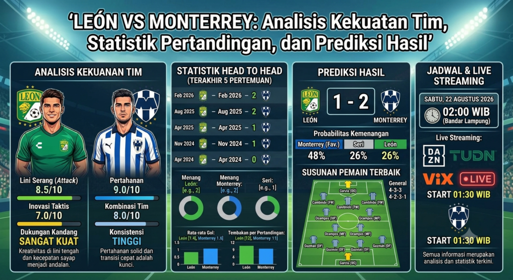 León vs Monterrey: Analisis Kekuatan Tim, Statistik Pertandingan, dan Prediksi Hasil