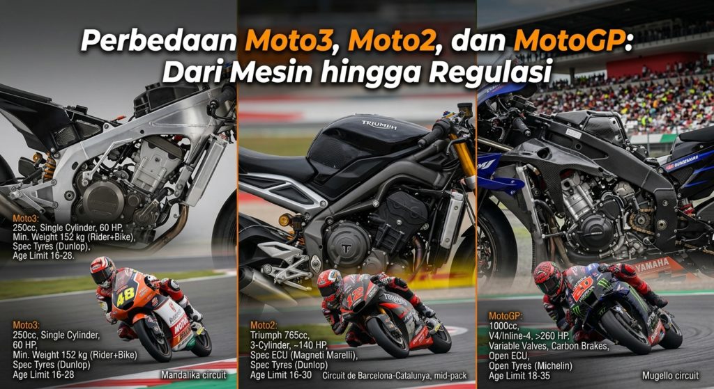 Perbedaan Moto3, Moto2, dan MotoGP: Dari Mesin hingga Regulasi