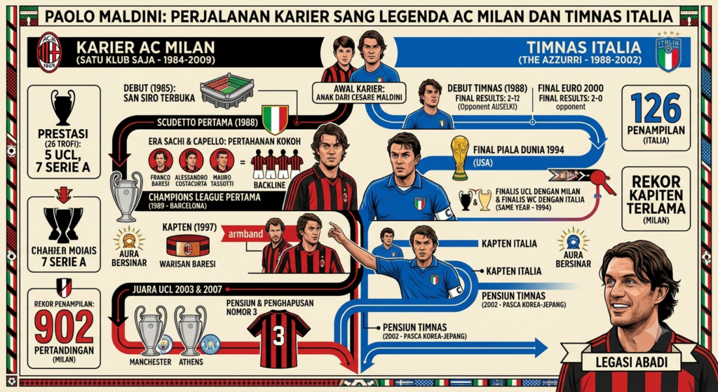 Paolo Maldini: Perjalanan Karier Sang Legenda AC Milan dan Timnas Italia