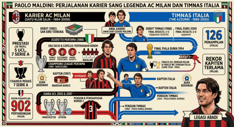 Paolo Maldini: Perjalanan Karier Sang Legenda AC Milan dan Timnas Italia