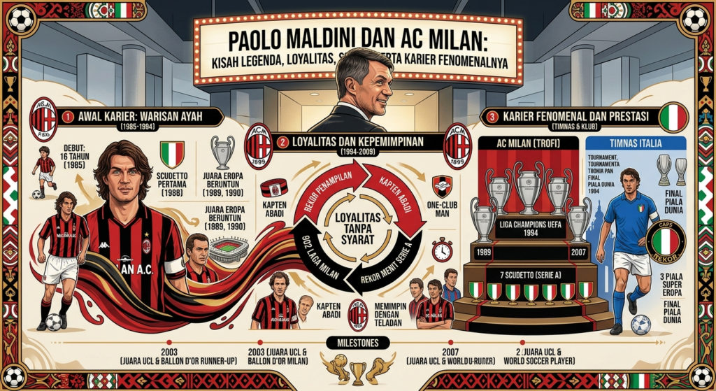 Paolo Maldini dan AC Milan: Kisah Legenda, Loyalitas, serta Karier Fenomenalnya
