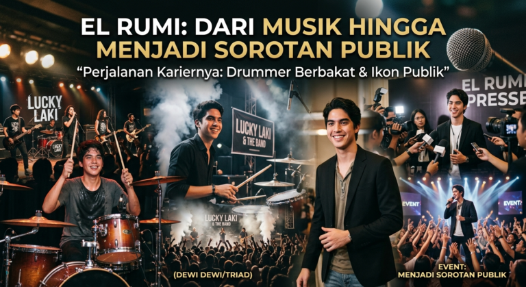 El Rumi dan Perjalanan Kariernya: Dari Dunia Musik hingga Menjadi Sorotan Publik. buatkan saya gambar dari judul ini