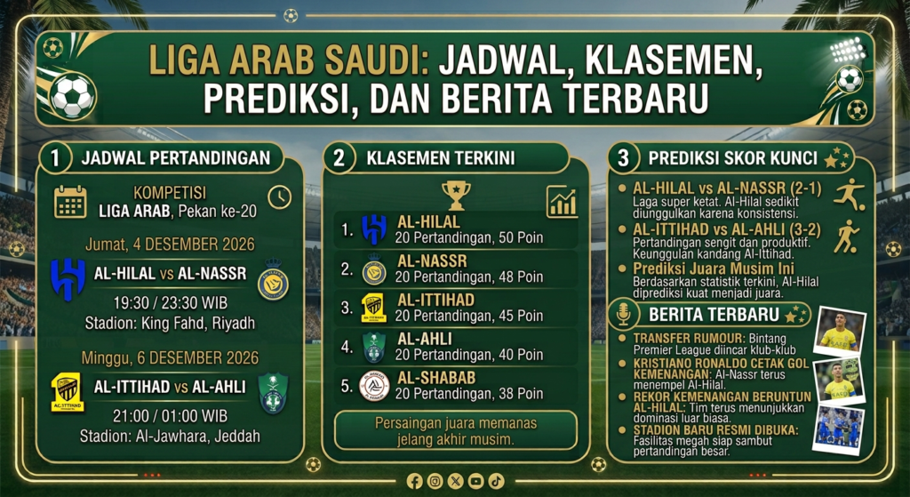 Liga Arab Saudi: Jadwal, Klasemen, Prediksi, dan Berita Terbaru