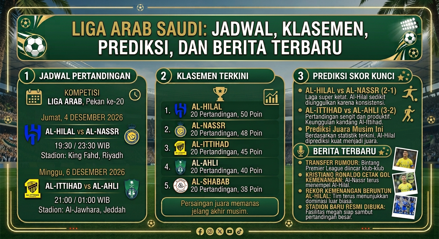 Liga Arab Saudi: Jadwal, Klasemen, Prediksi, dan Berita Terbaru