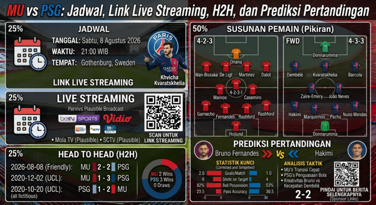 MU vs PSG: Jadwal, Link Live Streaming, H2H, dan Prediksi Pertandingan