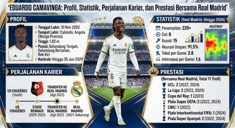 Eduardo Camavinga: Profil, Statistik, Perjalanan Karier, dan Prestasi Bersama Real Madrid