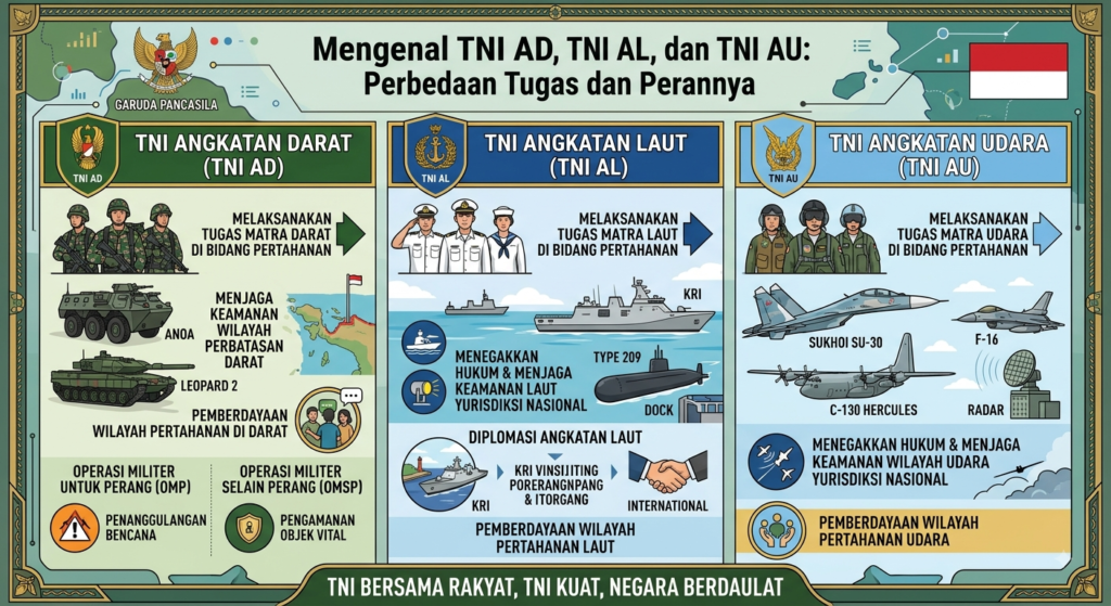 Mengenal TNI AD, TNI AL, dan TNI AU: Perbedaan Tugas dan Perannya