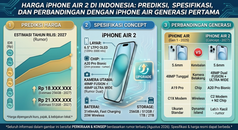 Harga iPhone Air 2 di Indonesia: Prediksi, Spesifikasi, dan Perbandingan dengan iPhone Air Generasi Pertama