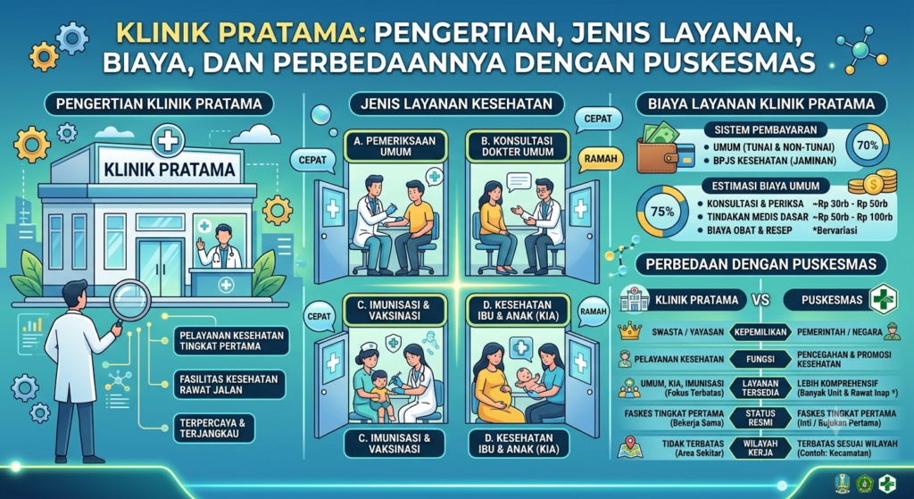 Klinik Pratama: Pengertian, Jenis Layanan, Biaya, dan Perbedaannya dengan Puskesmas