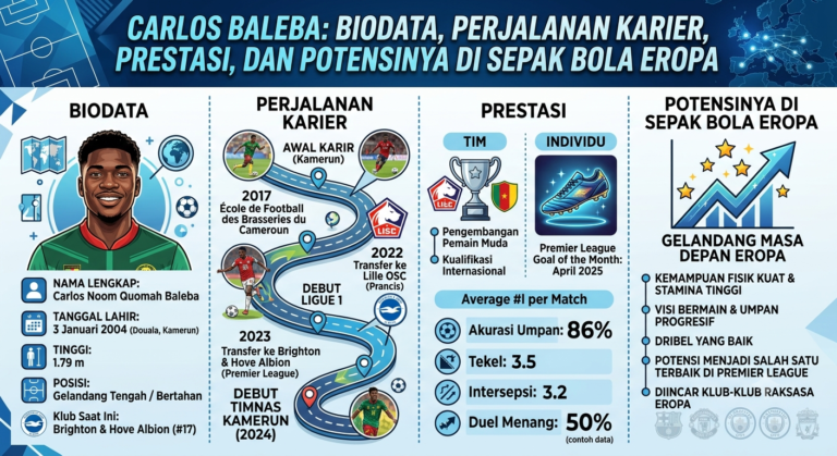 Carlos Baleba: Biodata, Perjalanan Karier, Prestasi, dan Potensinya di Sepak Bola Eropa