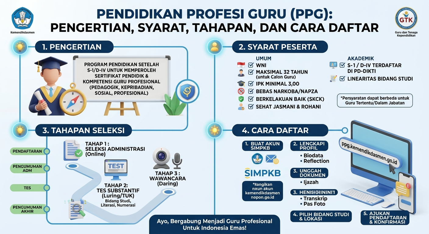 Pendidikan Profesi Guru (PPG): Pengertian, Syarat, Tahapan, dan Cara Daftar