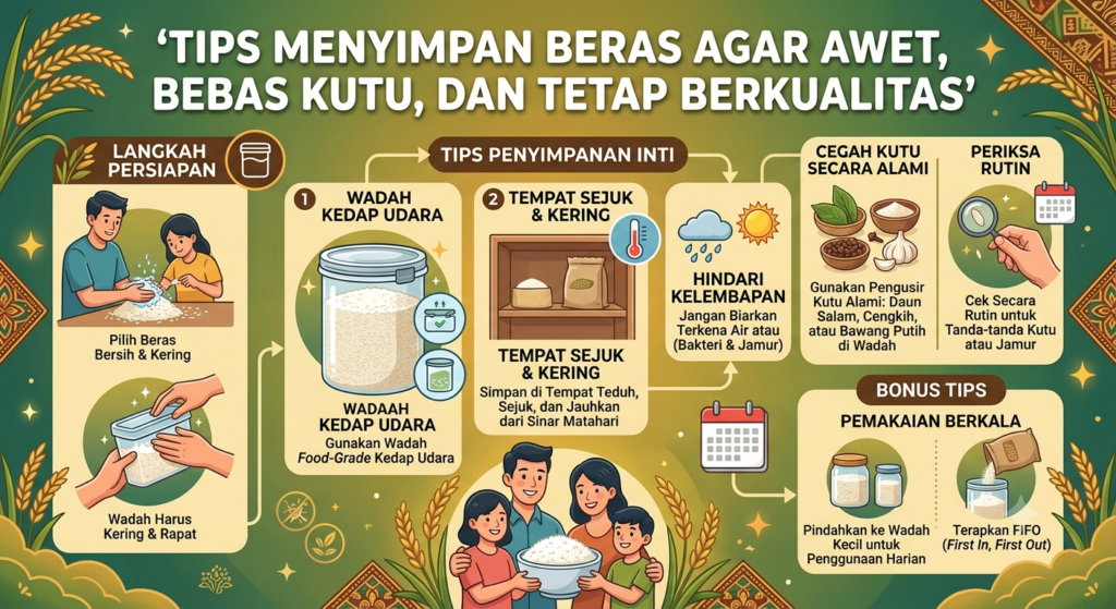 Tips Menyimpan Beras Agar Awet, Bebas Kutu, dan Tetap Berkualitas