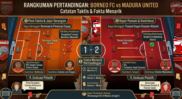 Rangkuman Pertandingan Borneo FC vs Madura United: Catatan Taktis dan Fakta Menarik
